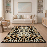 Brown Tan Geometric Leopard Area Rug