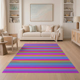 Vivid Rainbow Striped Area Rug