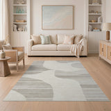 Abstract Curved Grey Area Rug