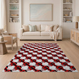 Red Geometric Gun Pattern Area Rug