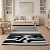 Bold Black White Zebra Stripe Geometric Modern Area Rug