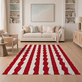 Red Toy Soldier Silhouette Striped Area Rug
