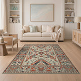 Southwestern Geometric Beige Red Area Rug
