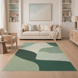 Green Organic Flow Abstract Area Rug