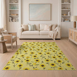 Yellow Vibrant Yellow Sunflower Floral Area Rug