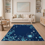 Teal Swirl Galaxy Abstract Area Rug