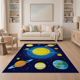Kids Solar System Cartoon Area Rug