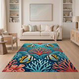 Vibrant Angelfish Coral Reef Area Rug