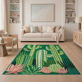 Emerald Green Cactus Succulent Area Rug