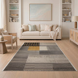 Gold Polka Dot Geometric Modern Area Rug