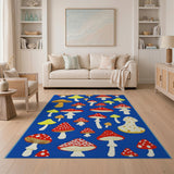 Whimsical Pixel Mushroom Cartoon Area Rug