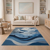 Whimsical Whales and Moon Ocean Area Rug