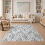 Black and White Zigzag Wave Black White Geometric Area Rug