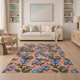 Orange Forget-Me-Not Floral Area Rug