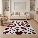 Playful Red Hearts Arrows Area Rug