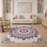 Ornate Pink Mandala Boho Area Rug