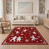 Red Dancing Gnomes Snowflakes Kids Rug