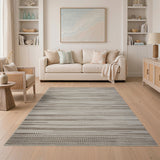Beige Brown Striped Textured Area Rug