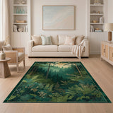 Moonlit Enchanted Forest Green Area Rug