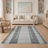 Modern Grey Vertical Stripe Area Rug
