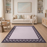 Purple Purple Geometric Border Area Rug