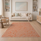 Orange Bold Orange Geometric Maze Area Rug
