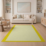 Vibrant Yellow Border Textured Area Rug