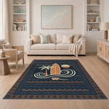 Coastal Surfboard Palm Area Rug