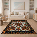 Vintage Orange Sunflower Floral Area Rug