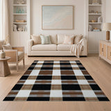 Rustic Brown Black Plaid Area Rug