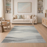 Grey Abstract Wave Abstract Area Rug