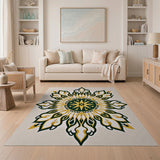 Golden Mandala Starburst Area Rug