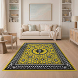 Vibrant Yellow Persian Star Medallion Rug