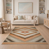Southwestern Orange Geometric Diamond Area Rug