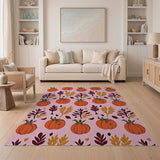 Pink Whimsical Pink Pumpkin Patch Area Rug