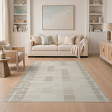 Geometric Modern Modern Beige Geometric Grid Area Rug