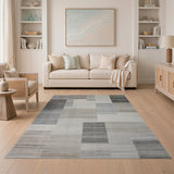 Beige and Neutral Modern Geometric Patchwork Neutral Area Rug