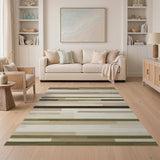 Modern Geometric Green Stripe Area Rug