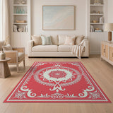 Ornate Red Mandala Floral Area Rug