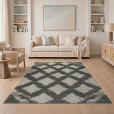 Black White Diamond Trellis Area Rug