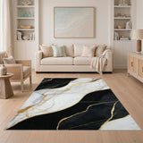 Black and Gold Marble Area Rug