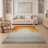 Vibrant Sunset Arch Geometric Area Rug