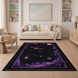 Purple Cosmic Galaxy Pixel Art Area Rug