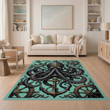 Octopus Anchor Teal Area Rug