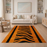 Abstract Area Orange Bold Orange Tiger Stripe Area Rug