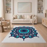 Blue and Teal Mandala Geometric Area Rug