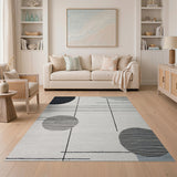 Modern Geometric Black Circle Area Rug