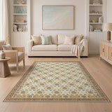 Traditional Persian Ivory Gold Floral Persian Area Rug