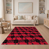 Bold Red Black Heritage Tribal Area Rug