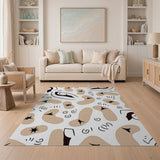 Playful Abstract Beige Shapes Area Rug